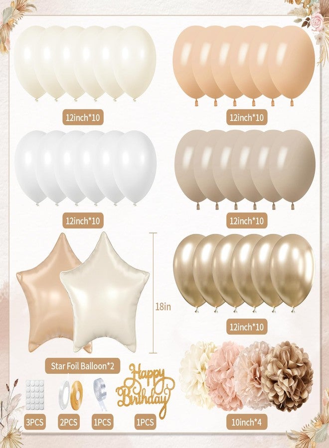 Fantspati Birthday Decorations for Women, Party Decorations for Women with Beige Cream Neutral Balloons Birthday Sash Tablecloth Happy Birthday Banner Neutral Boho Bday Decorations for Men Woman Boys Girl - Image 3